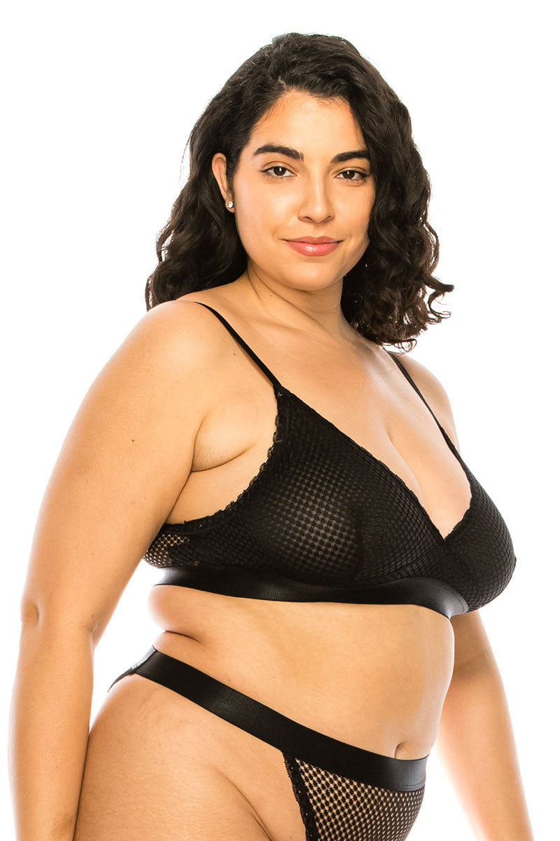 Noir Shimmer Triangle Bralette Set
