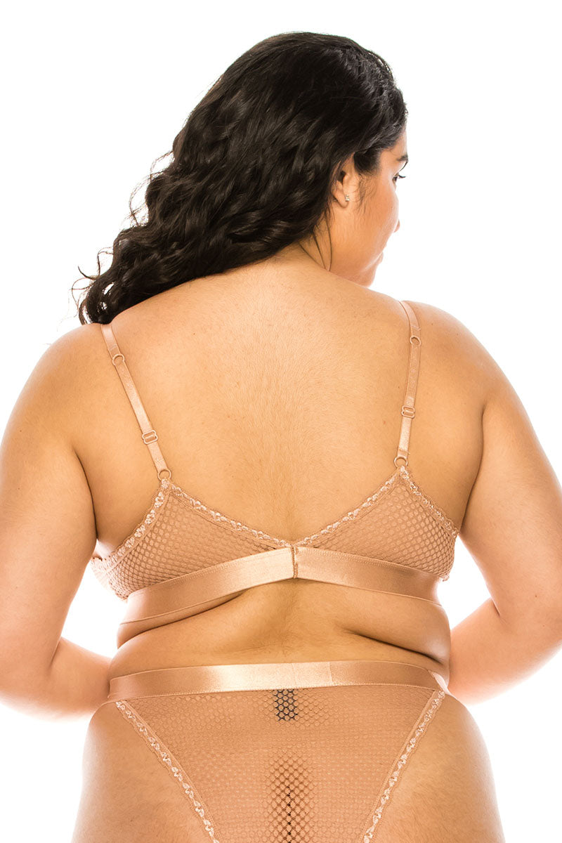Nude Shimmer Triangle Bralette Set