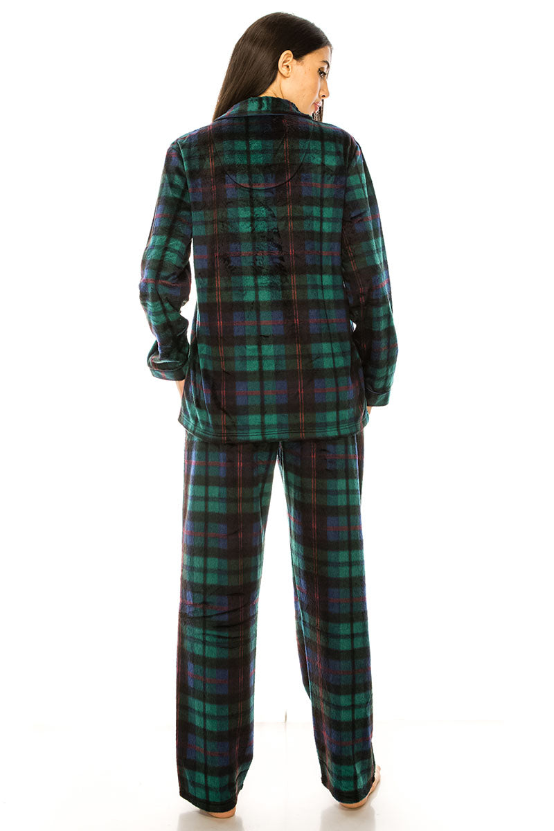 Plaid Green Two Piece Pajamas
