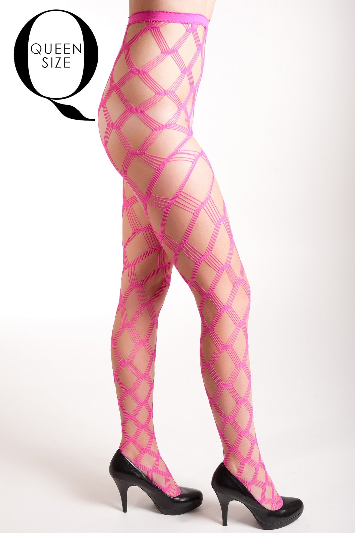 5 Line Diamond Mesh Fishnet Pantyhose - Queen size