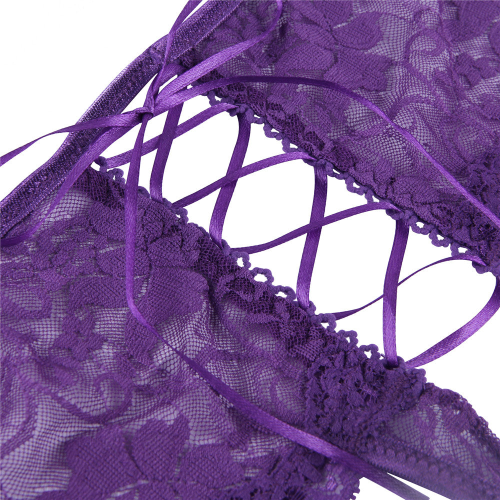 Open Crotch Floral Lace Panty Set, 4 in1 Box