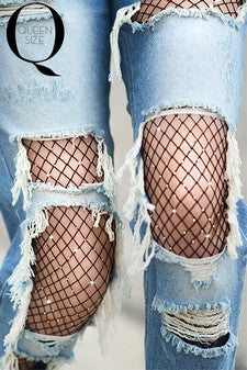 KILLER LEGS Shine Bright Scattered Rhinestones Fishnets