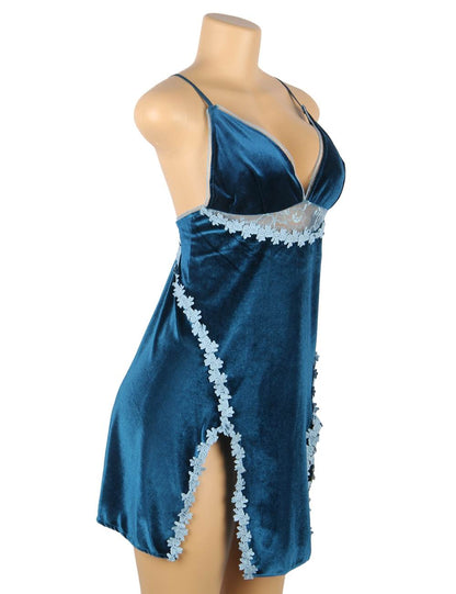 Velour Blue Night Dress