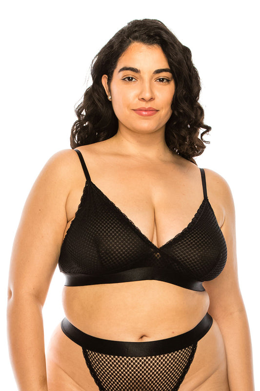 Noir Shimmer Triangle Bralette Set
