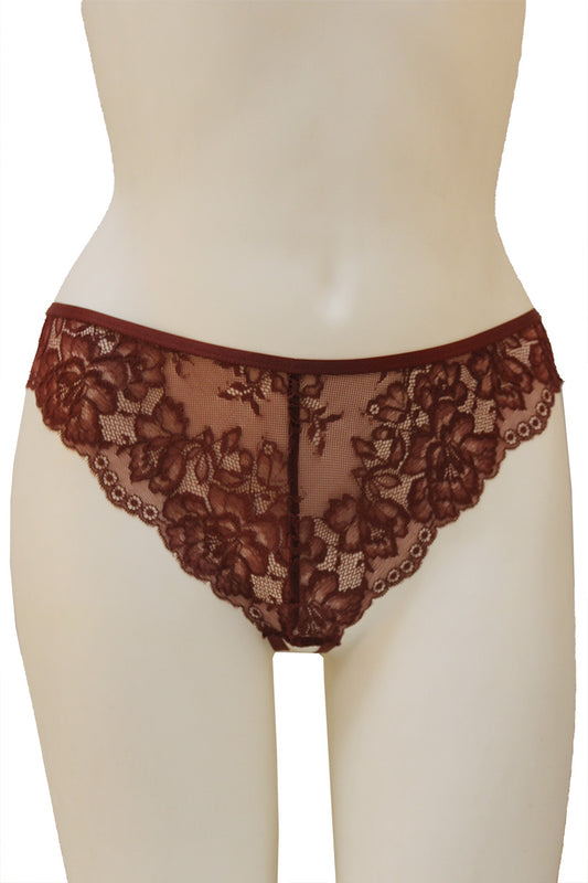 Floral Lace Open Crotch Hipster