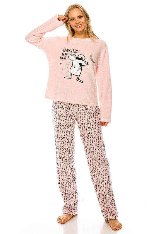 2 Piece Pink Mouse Pajama Set