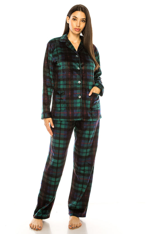 Plaid Green Two Piece Pajamas