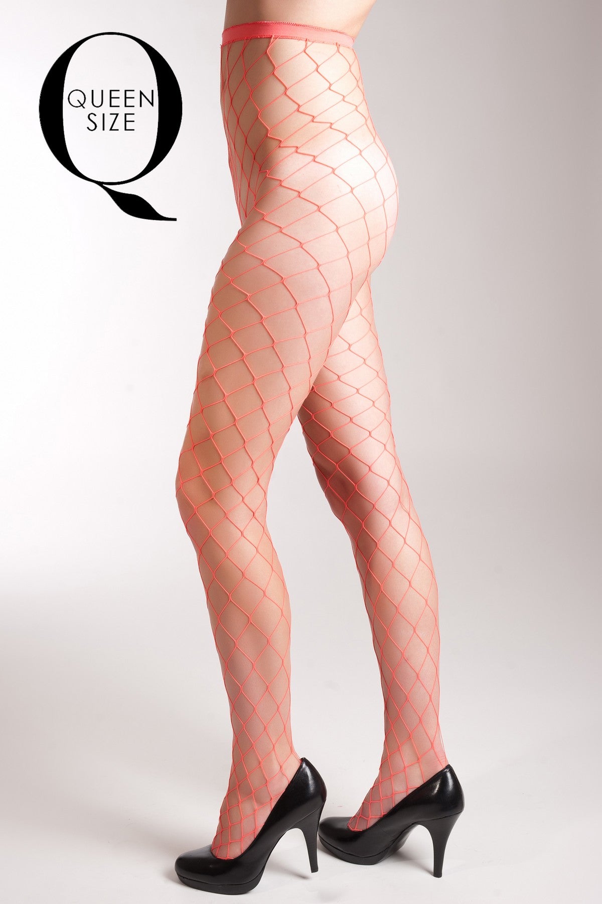 Wide Fishnet High-Waist Tights - Queen size