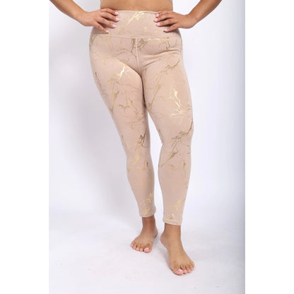 CURVY Marble Foil Print Highwaist Leggings