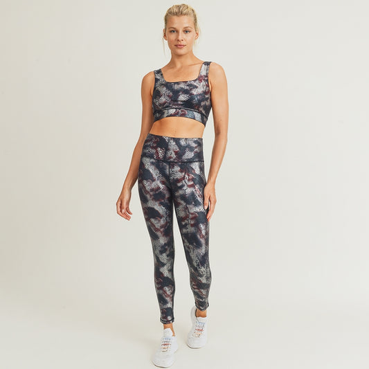 Multicolor Foil Snake Print Highwaist Leggings