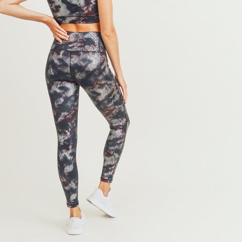 Multicolor Foil Snake Print Highwaist Leggings