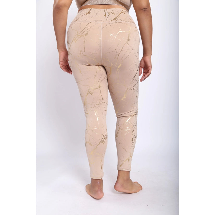 CURVY Marble Foil Print Highwaist Leggings