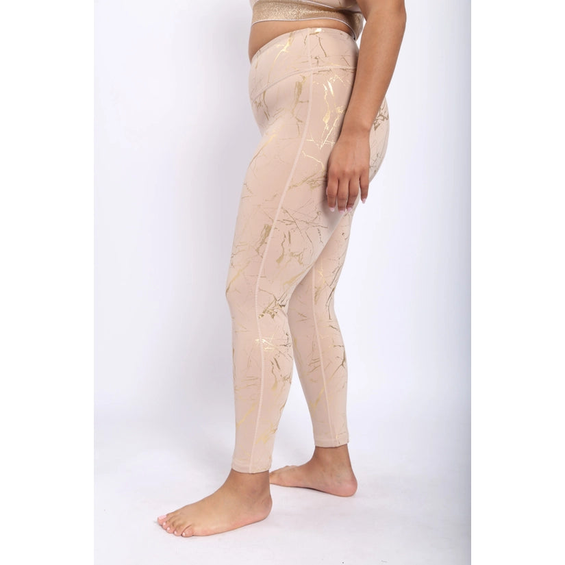 CURVY Marble Foil Print Highwaist Leggings