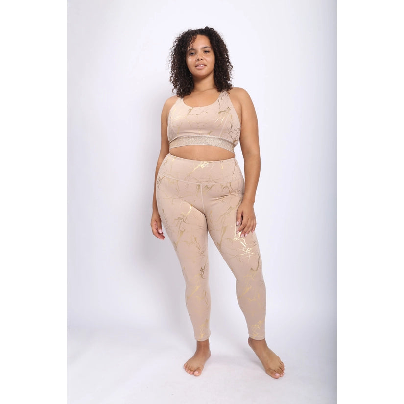 CURVY Marble Foil Print Highwaist Leggings