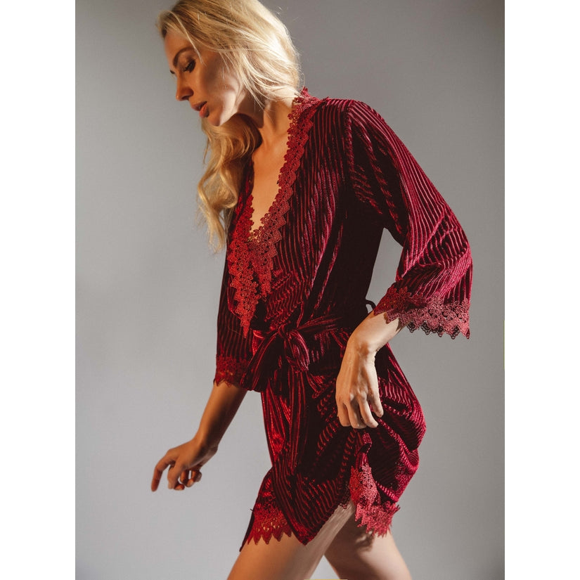 Burgundy Velvet Velour Robe