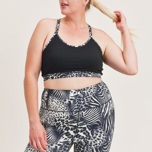 Safari Print Block X-Back Sports Bra