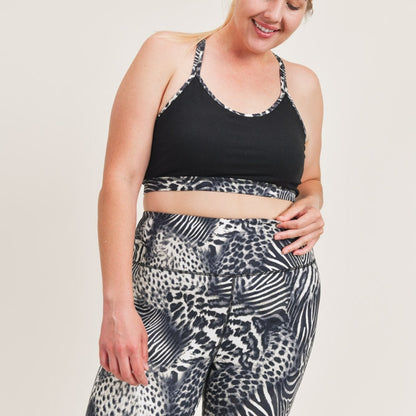 Safari Print Block X-Back Sports Bra