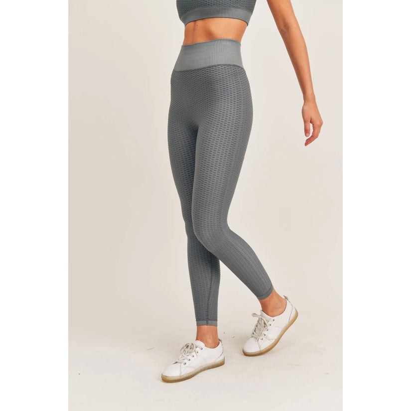 Sage Jacquard & Ribbed Seamless High-Waisted Leggings